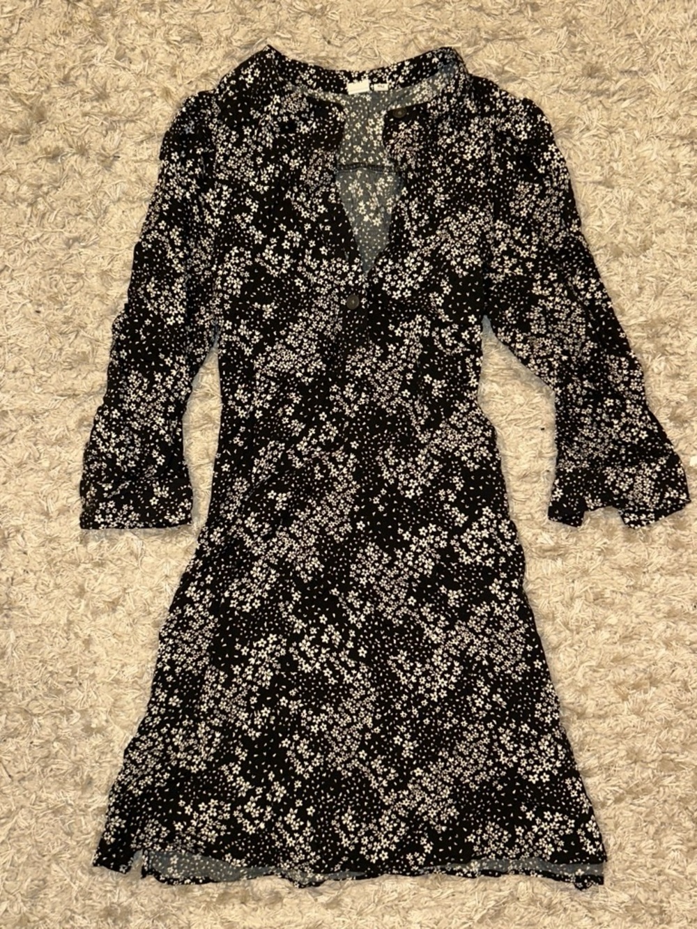 Black Floral V-Neck Women’s Dress
